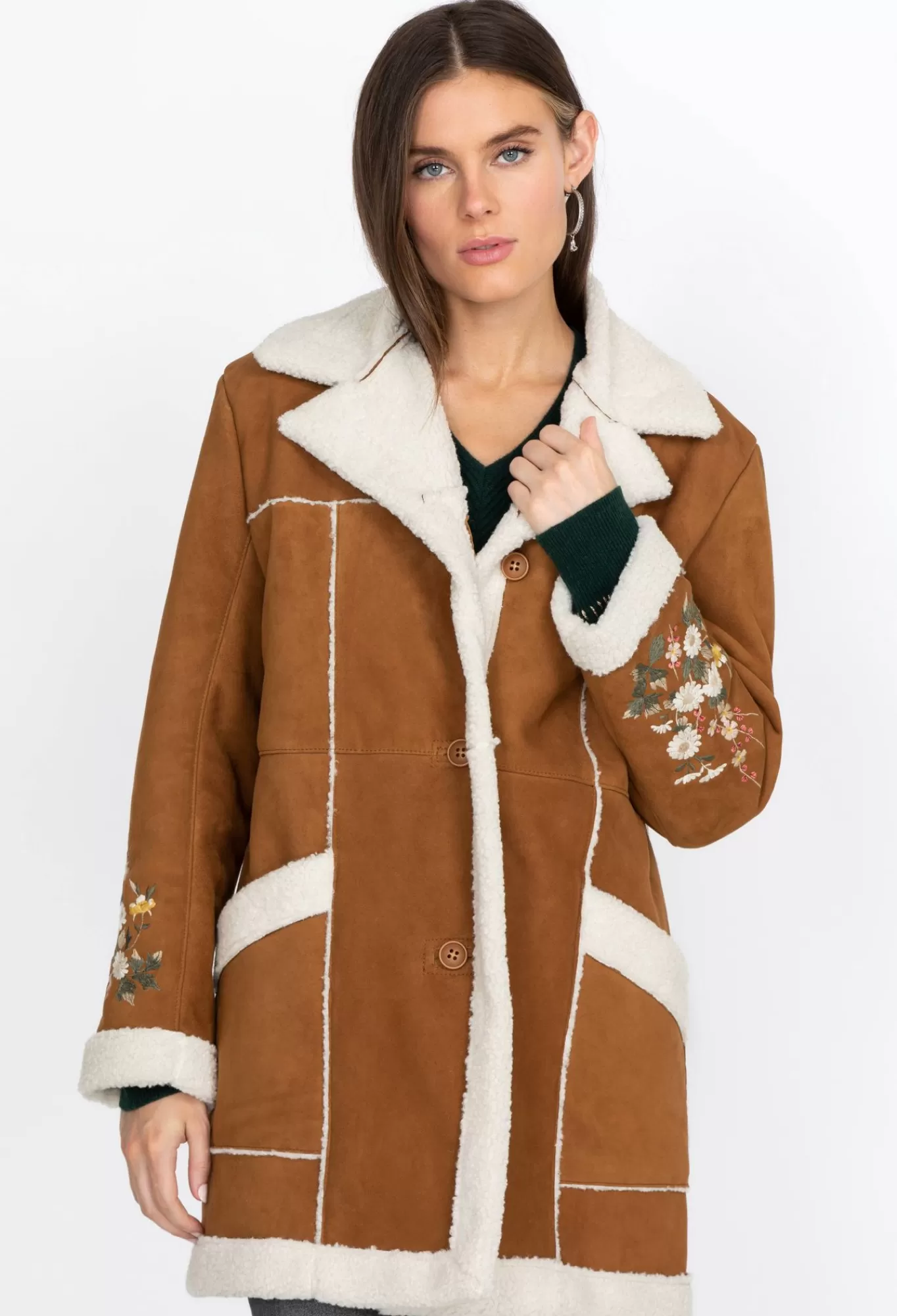 Fashion Acacia Suede Sherpa Coat Women Outerwear