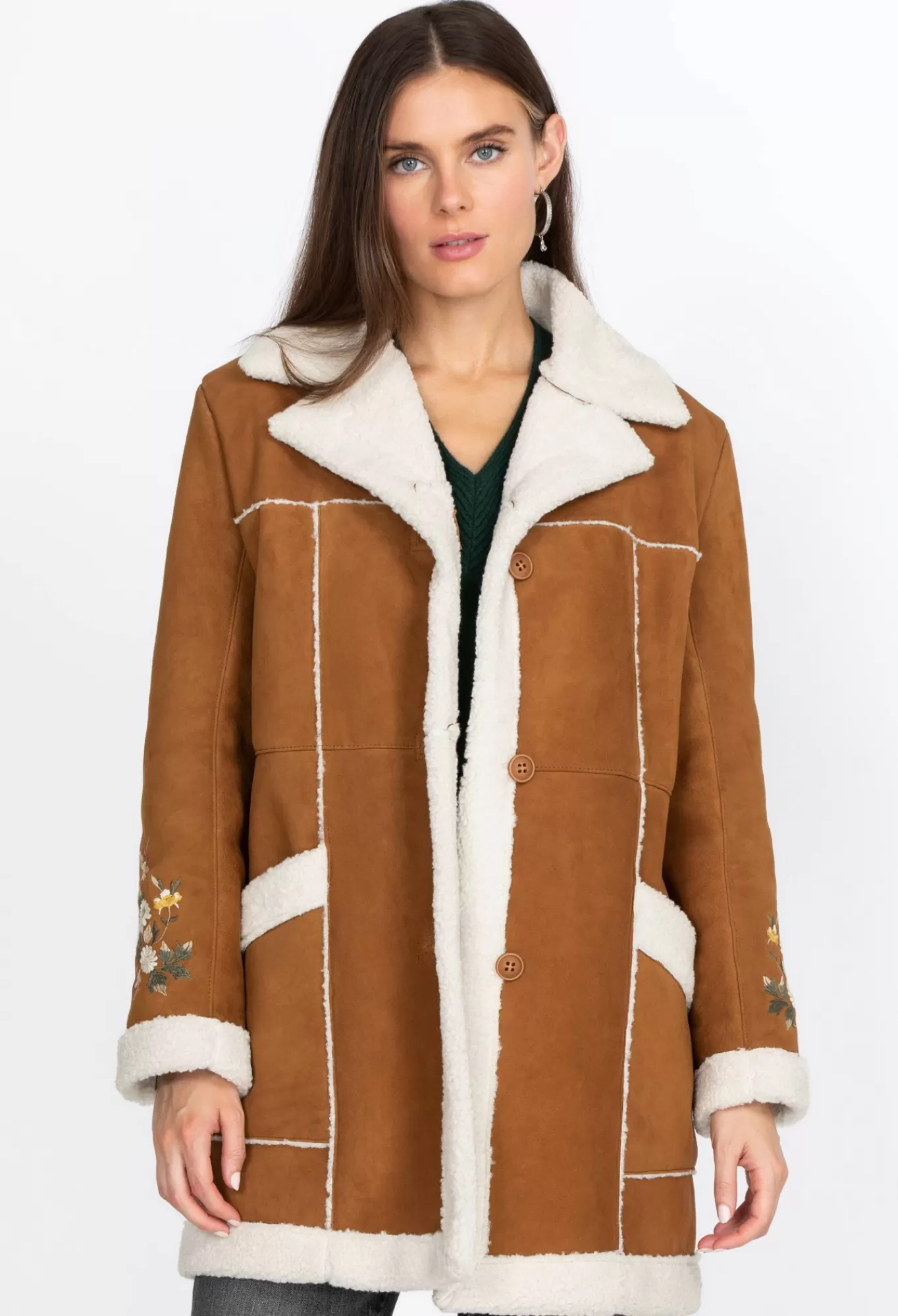 Fashion Acacia Suede Sherpa Coat Women Outerwear