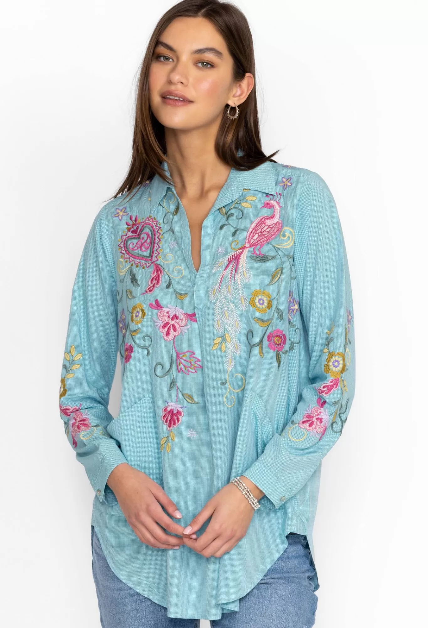 Clearance Ashlee Henley Popover Tunic Women Tops