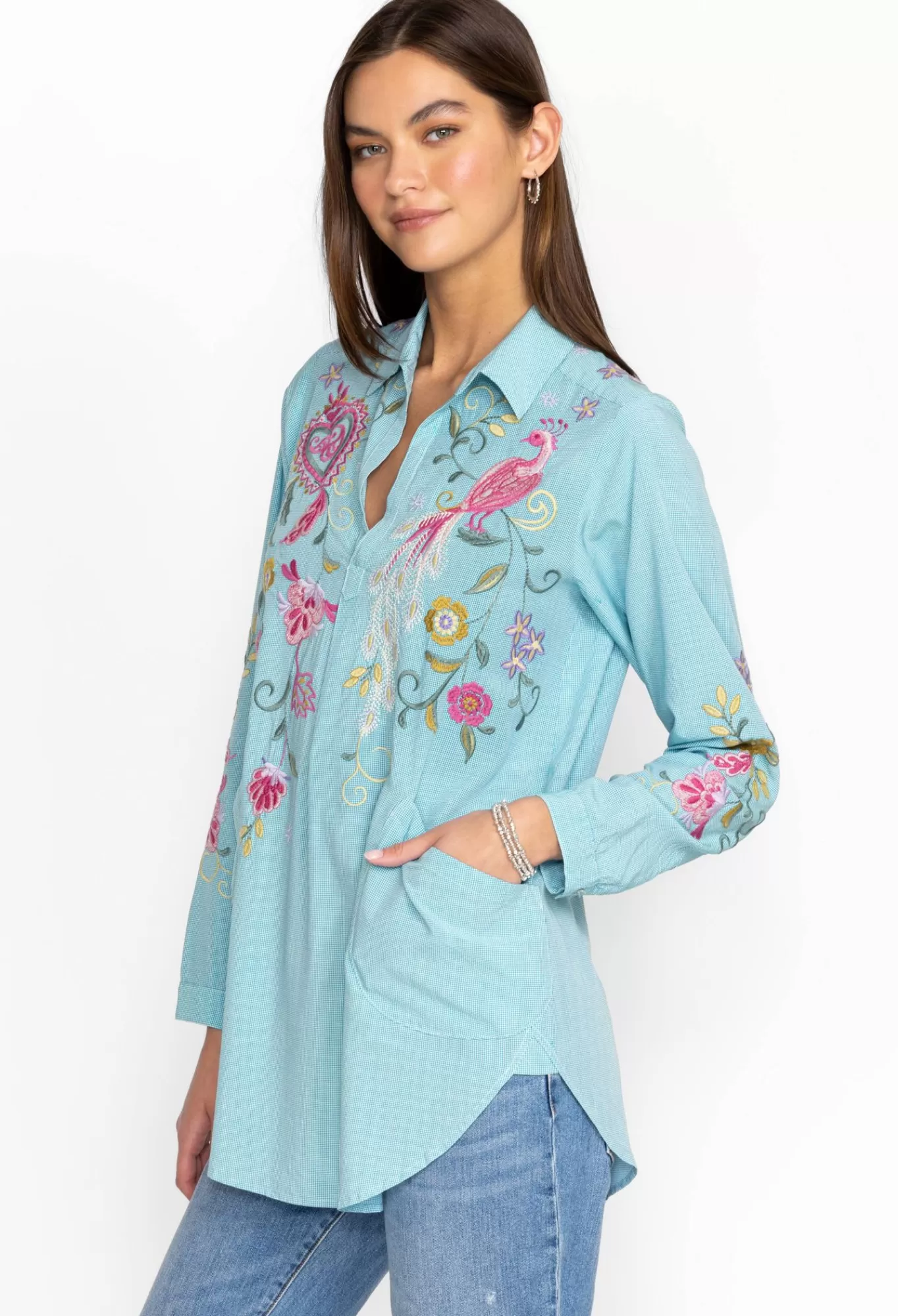 Clearance Ashlee Henley Popover Tunic Women Tops