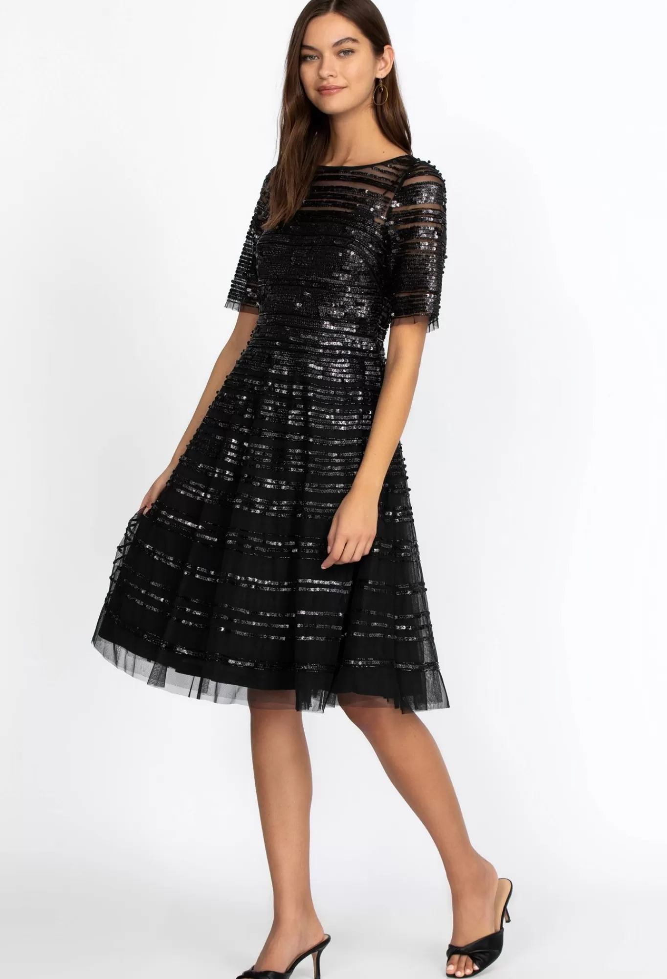 Fashion Beaded Mesh Dress Women Dresses