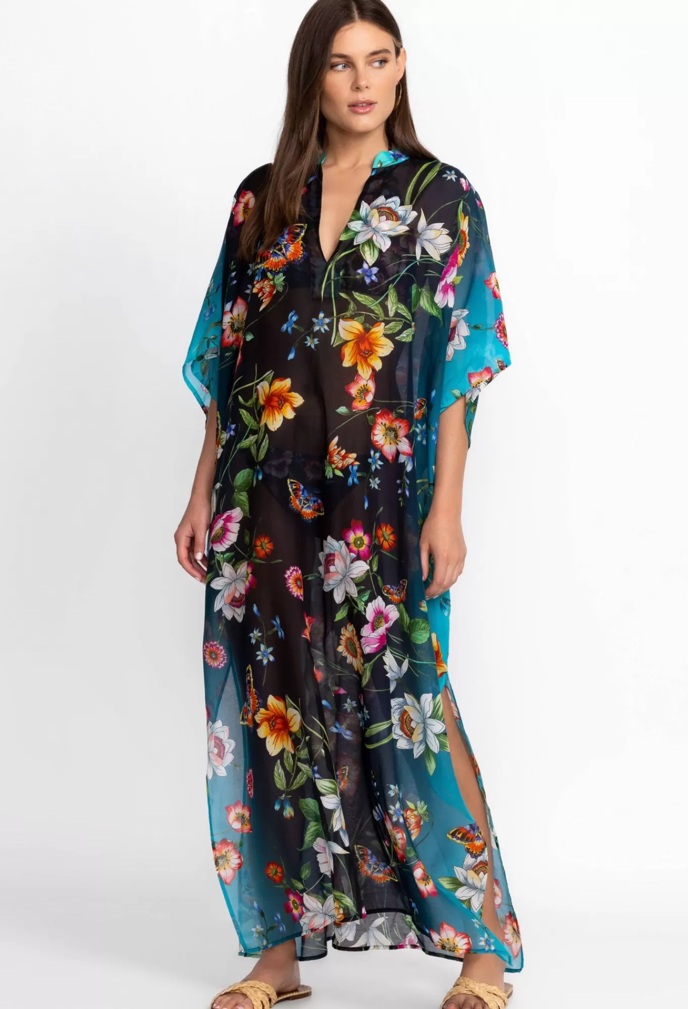 Fashion Black Kaftan Women Swim & Resort