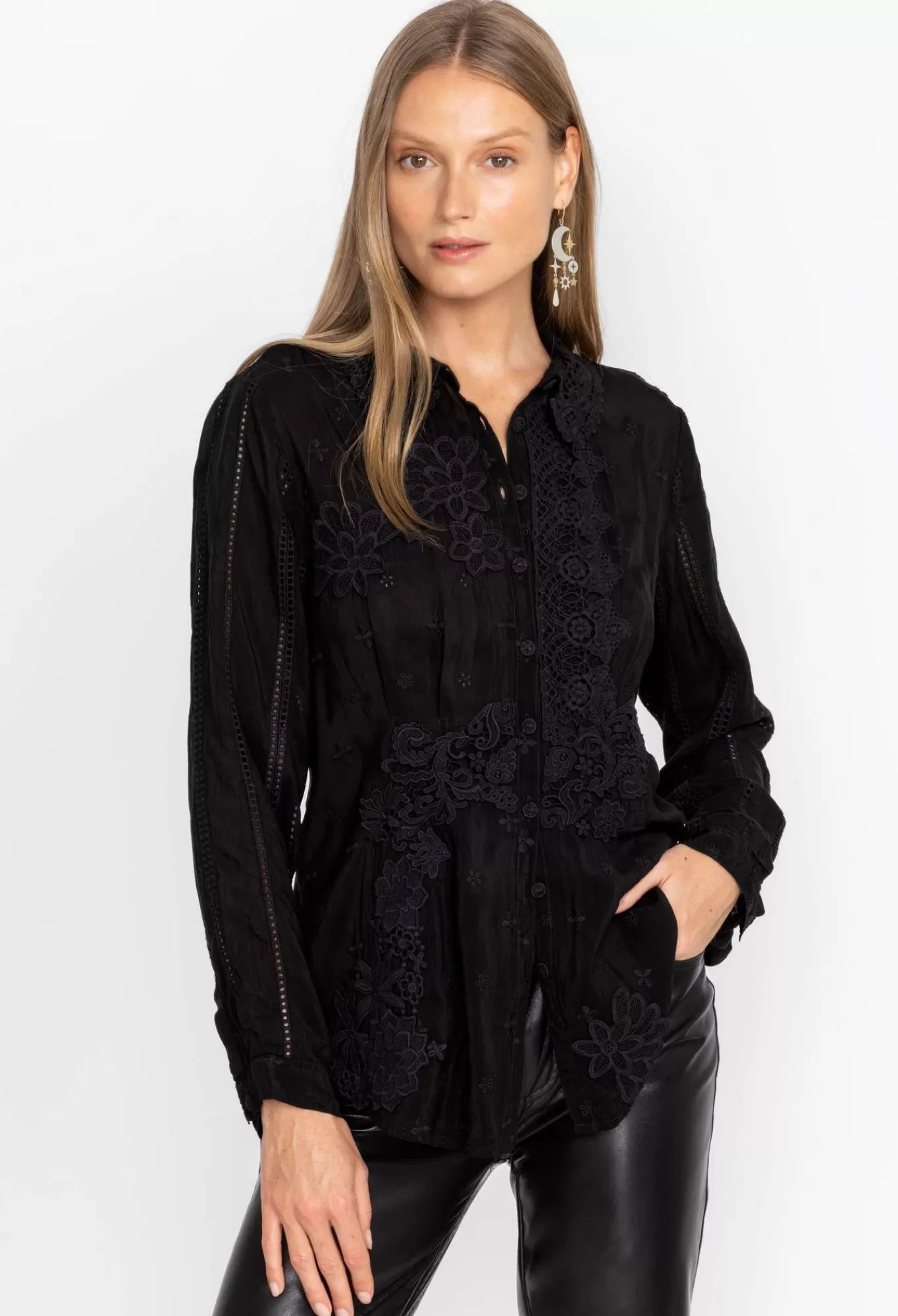 Hot Celia Applique Shirt Women Tops