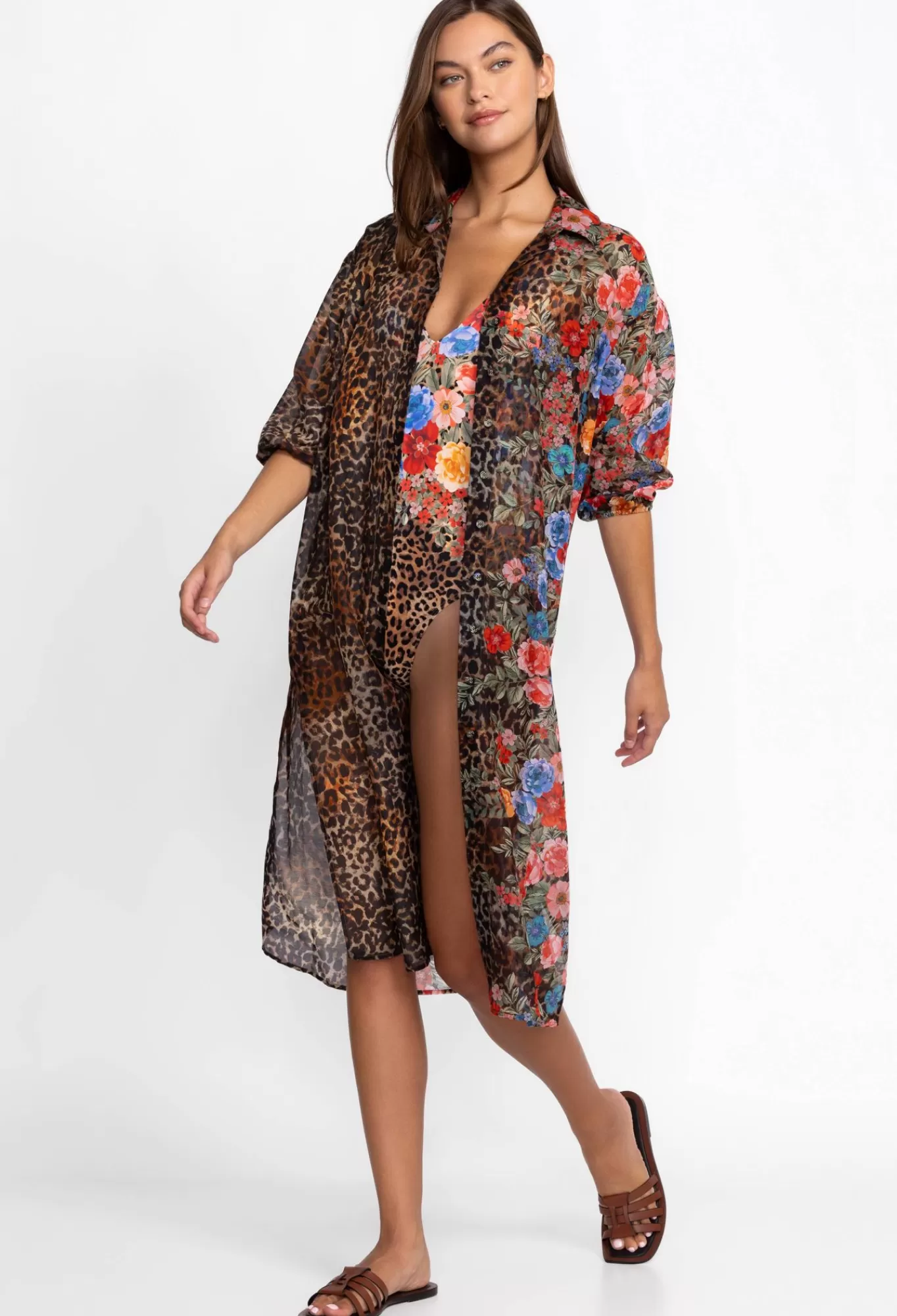 Store Cheetah Long Shirt Dress Women Swim & Resort