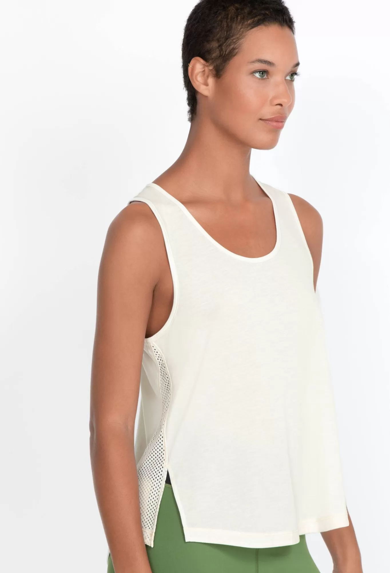 New Effect Mesh Contrast Tank Women Tops