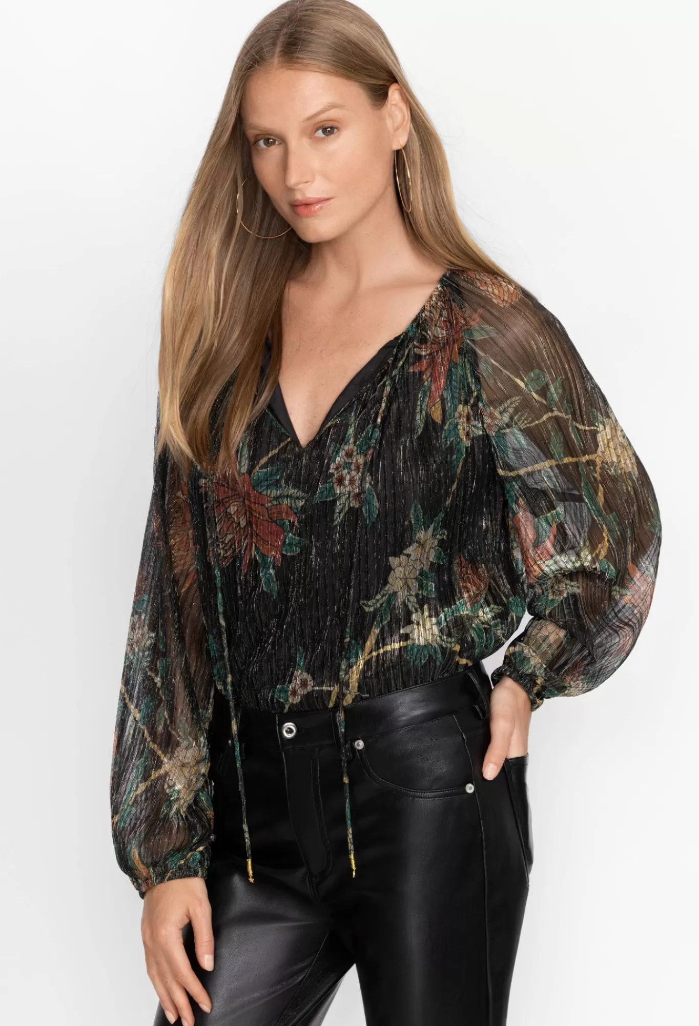 Shop Evelina Metallic Blouse Women Tops