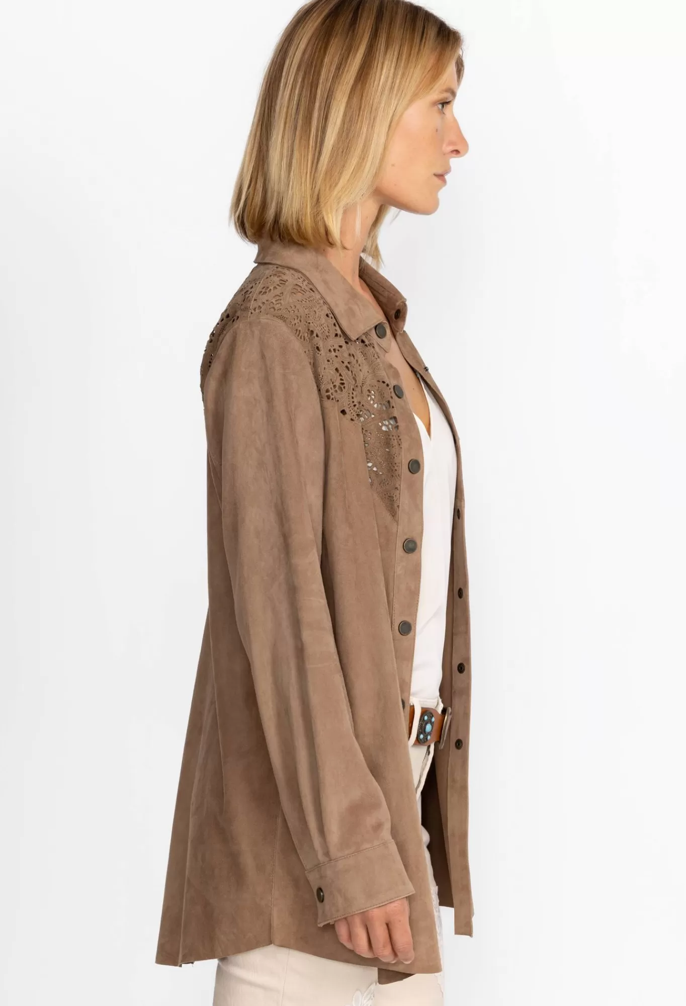 Cheap Fiore Suede Western Shacket Women Outerwear