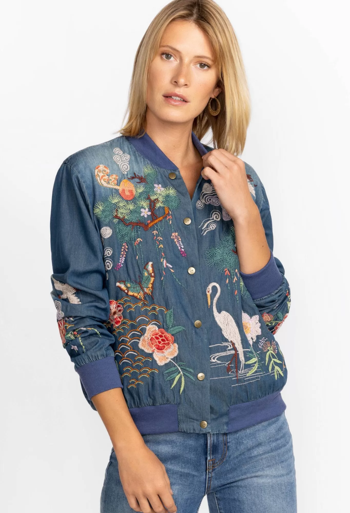 New Heron Button Up Bomber Jacket Women Outerwear