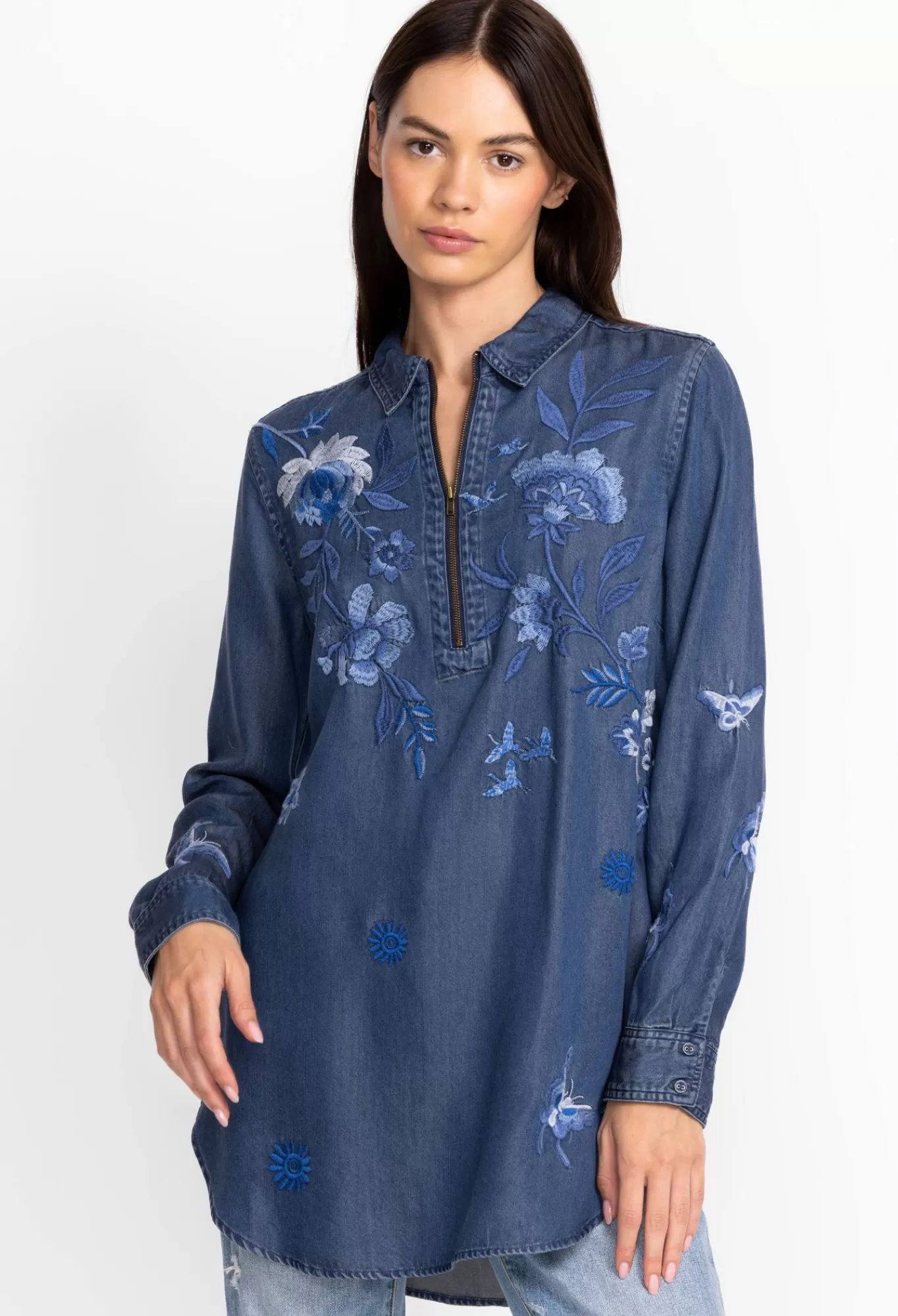 Hot Jazmine Zipup Shirt Tunic Women Tops