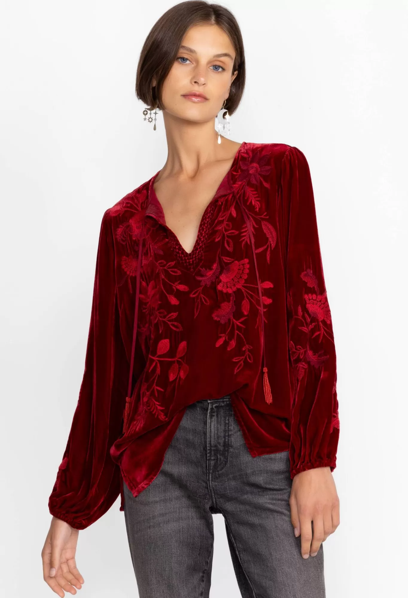 Shop Junie Velvet Relaxed Blouse Women Tops