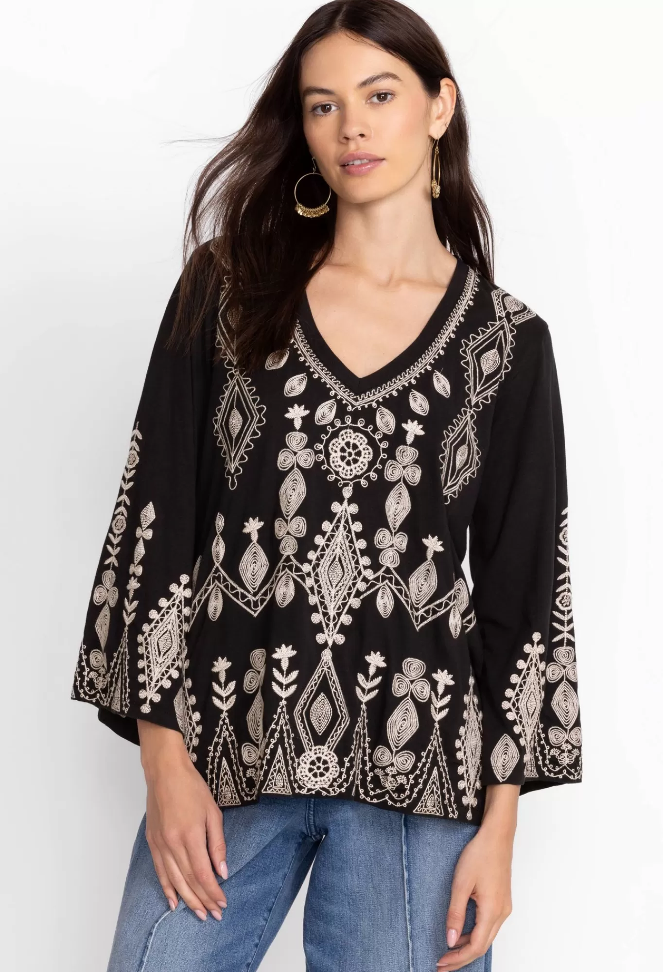 Best Liona V-Neck Kimono Sleeve Tee Women Tops