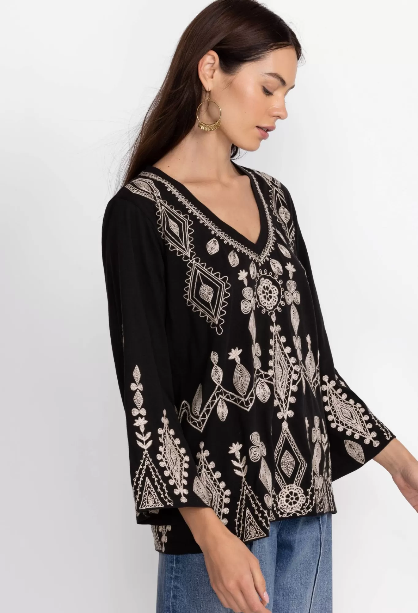 Best Liona V-Neck Kimono Sleeve Tee Women Tops