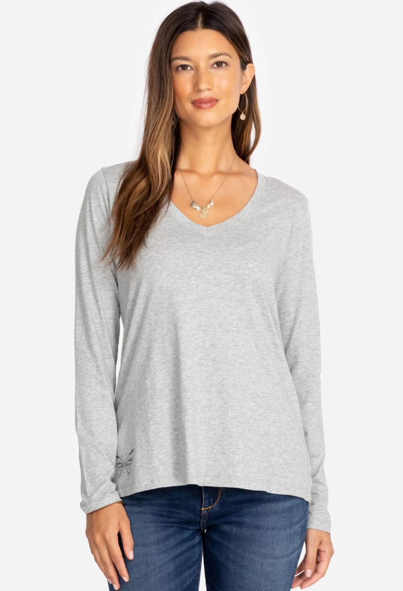 Best Long Sleeve V-Neck Layering Tee Women Tops