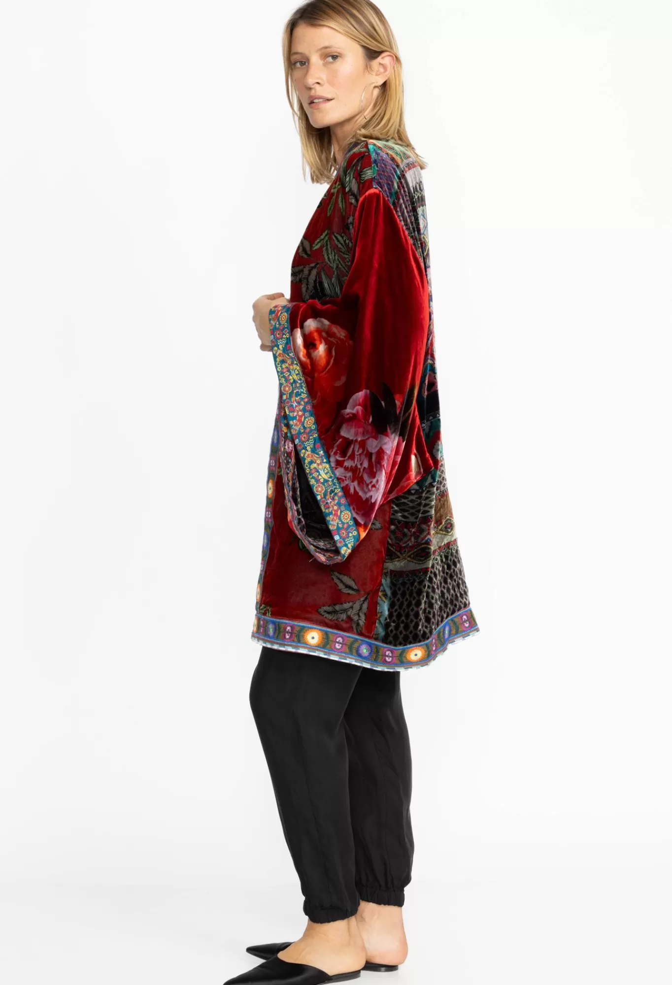 Shop Midi One Of A Kind Velvet Kimono- Red Women Kimonos