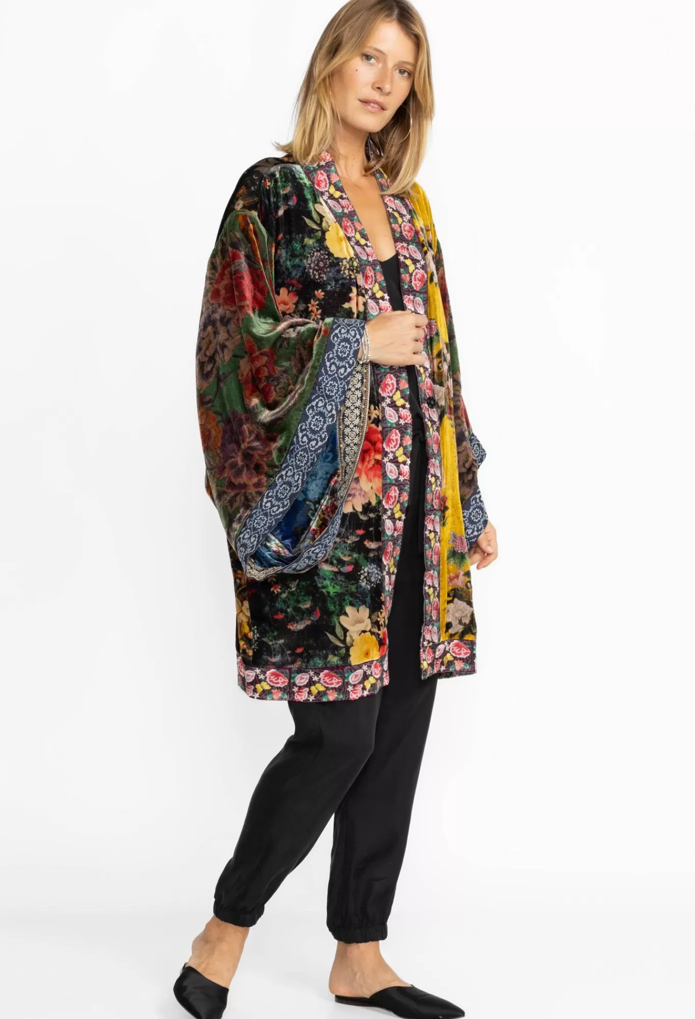 Clearance One Of A Kind Velvet Kimono- Black- Midi Women Kimonos