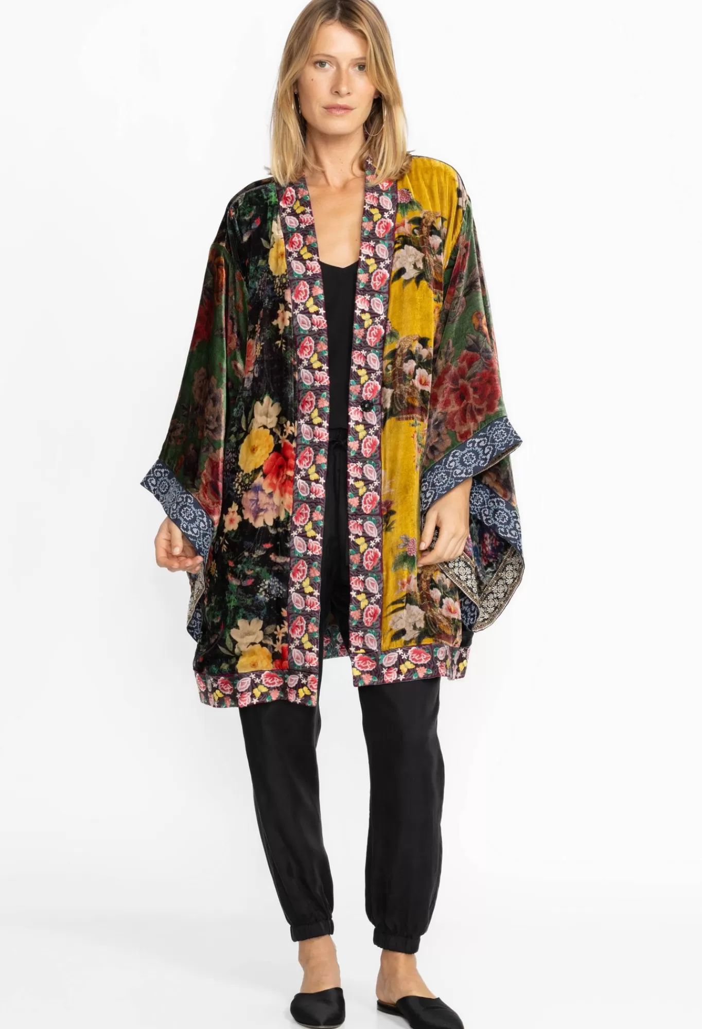 Clearance One Of A Kind Velvet Kimono- Black- Midi Women Kimonos