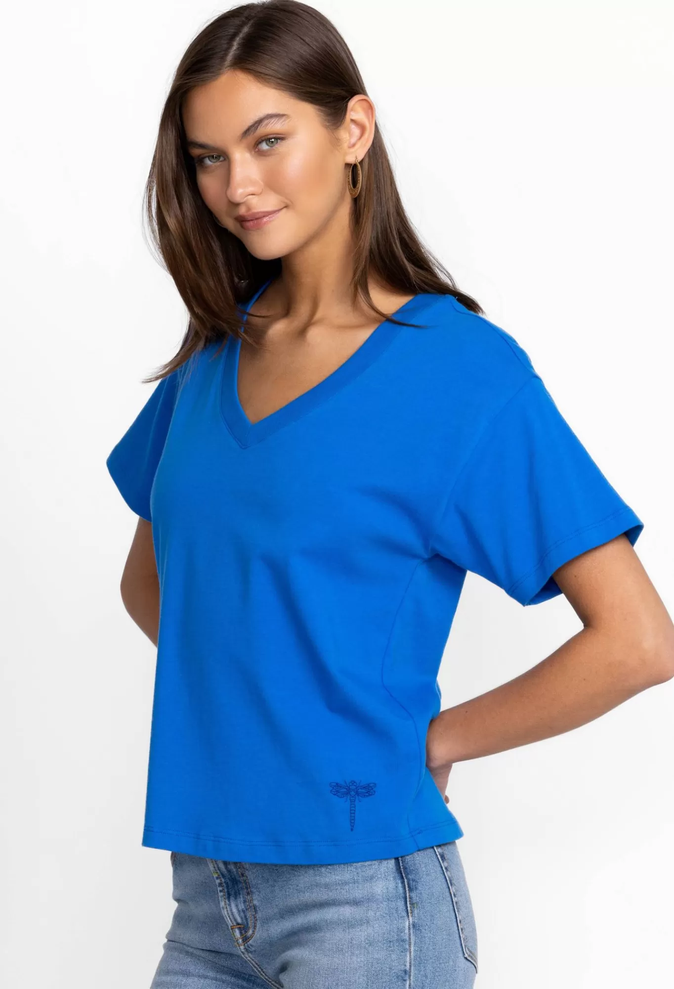 Sale Organic Cotton Drop Shoulder Tee Women Tops