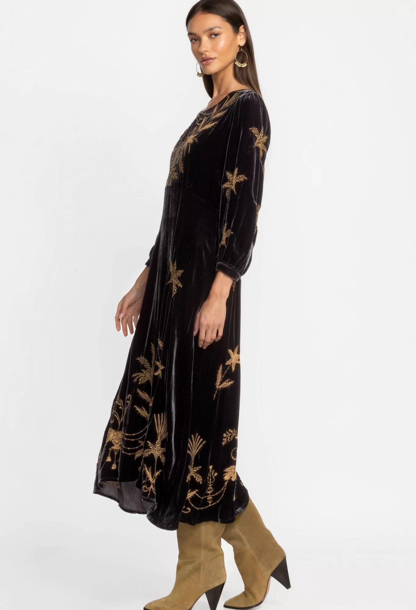 Fashion Palmira Velvet Effortless Midi Dress Women Dresses