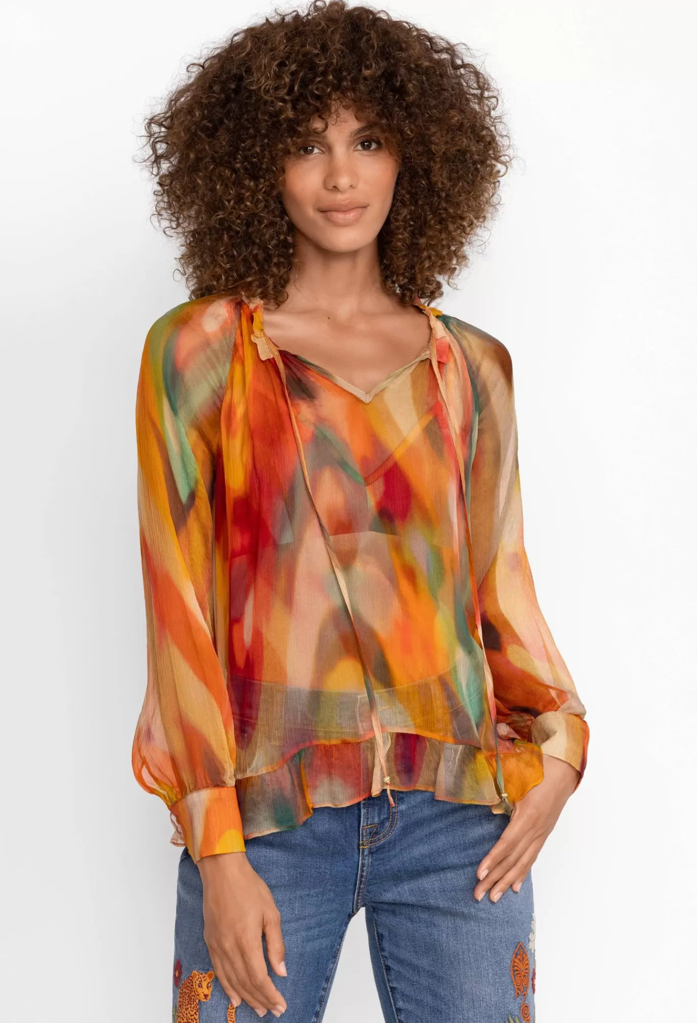 Store Radika Silk Blouse Women Tops