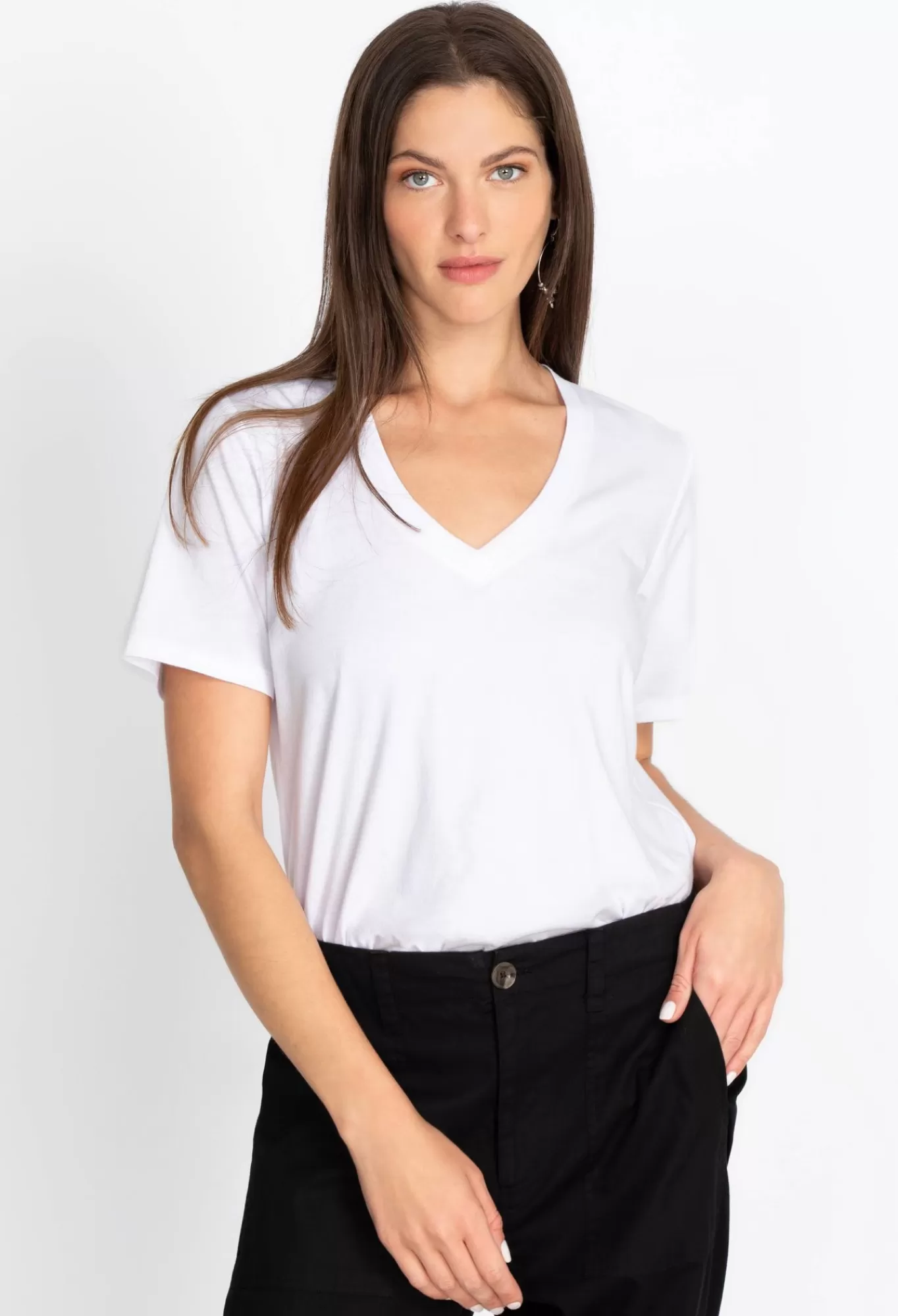 Online Short Sleeve V-Neck Layering Tee Women Tops