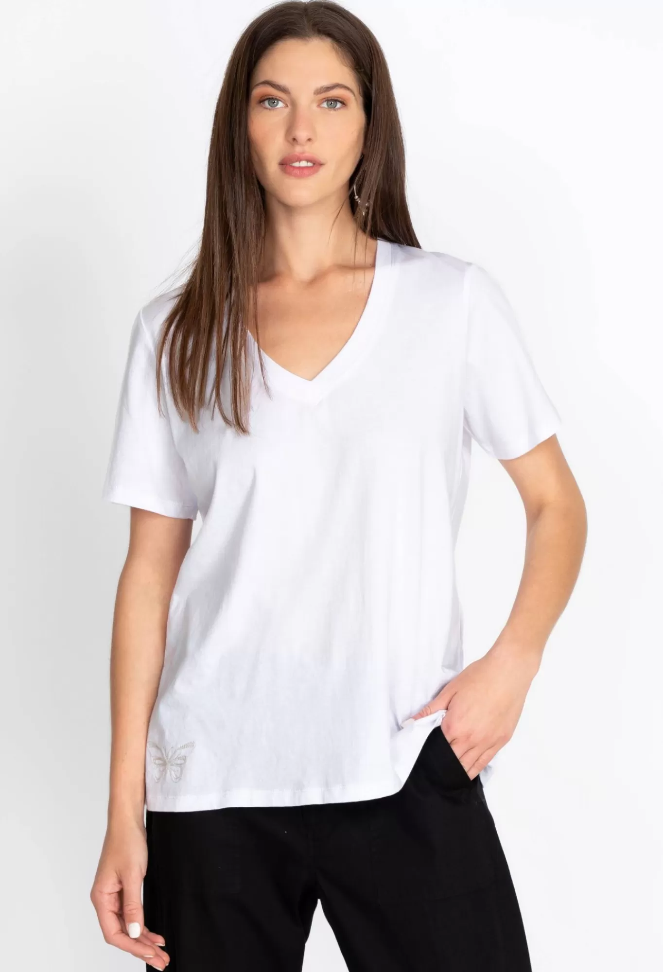 Online Short Sleeve V-Neck Layering Tee Women Tops