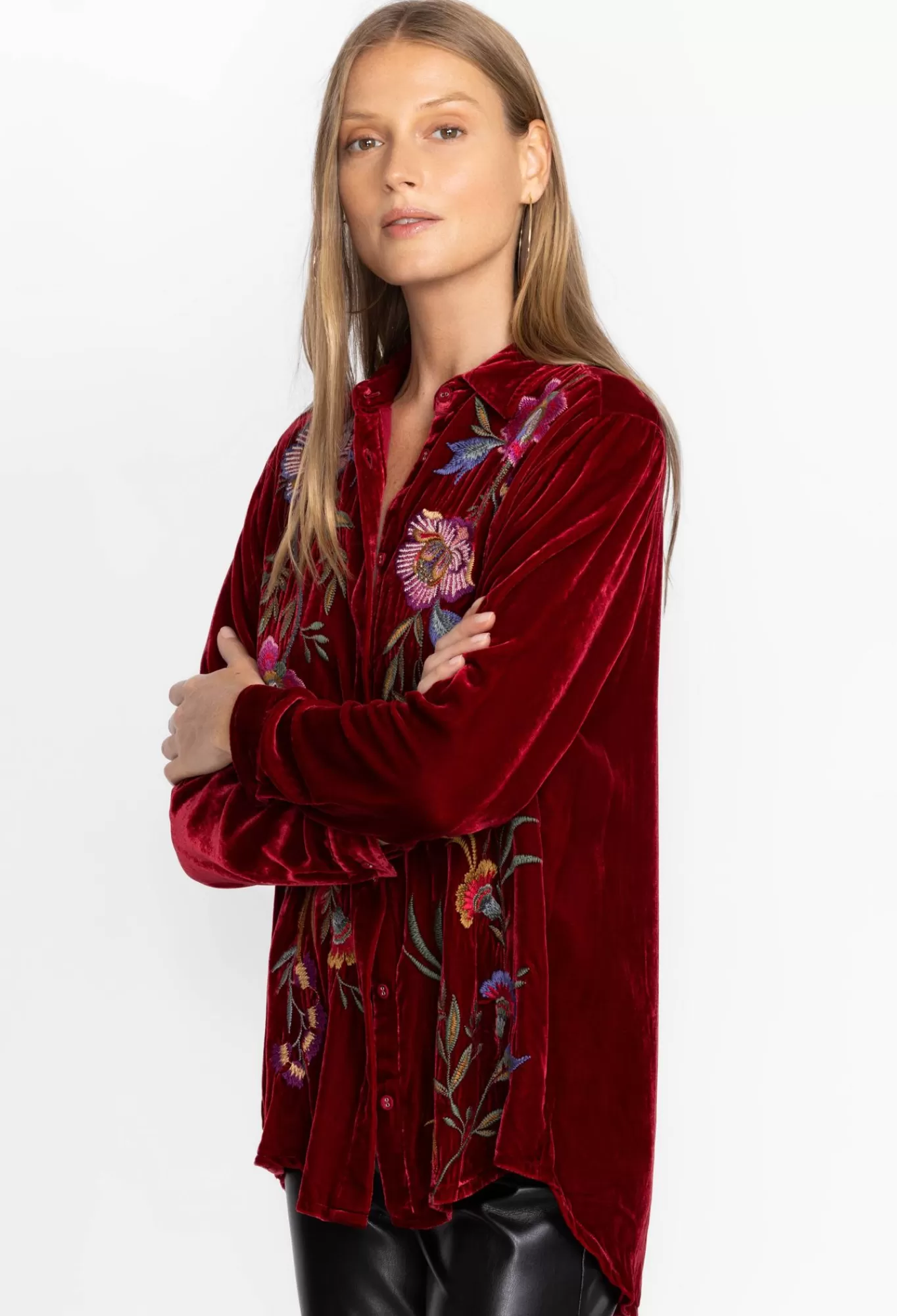 Flash Sale Sidonia Velvet Oversized Pleat Shirt Women Tops