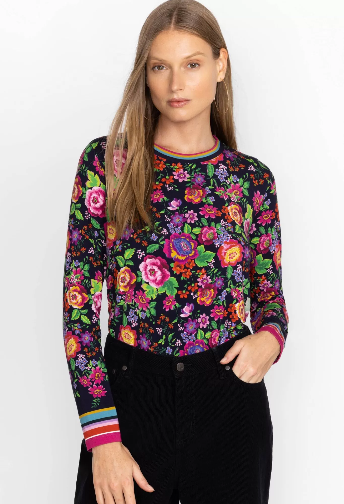 Store The Janie Favorite Long Sleeve Crew Neck Swing Tee Women Tops