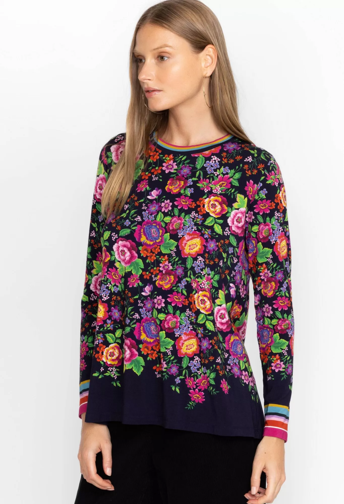 Store The Janie Favorite Long Sleeve Crew Neck Swing Tee Women Tops