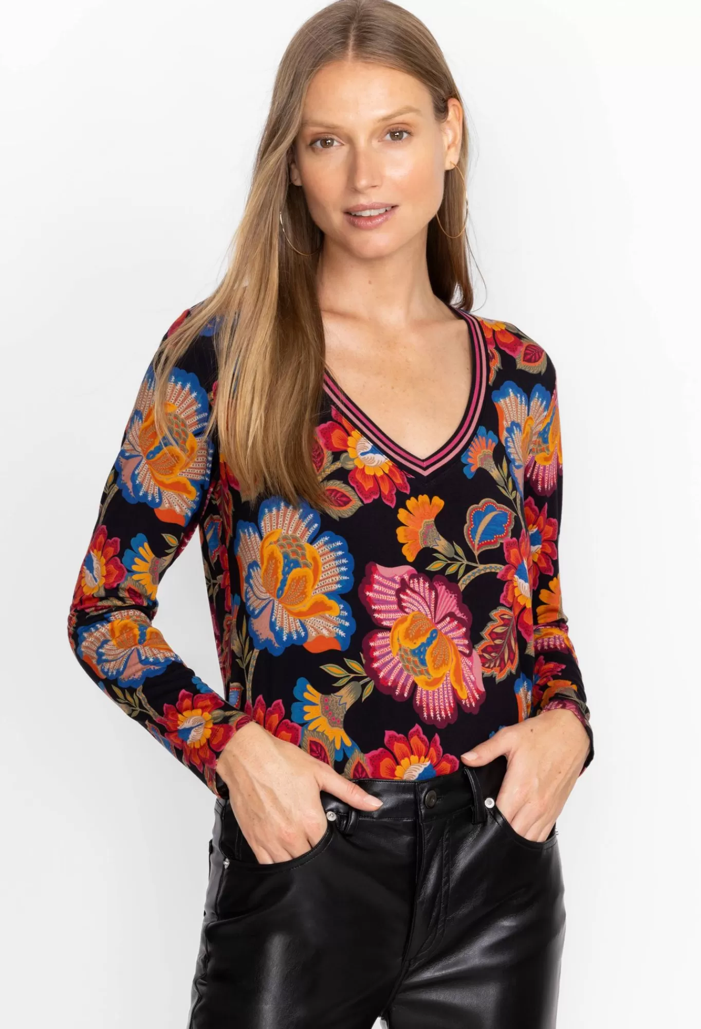 Online The Janie Favorite Long Sleeve V-Neck Tee Women Tops