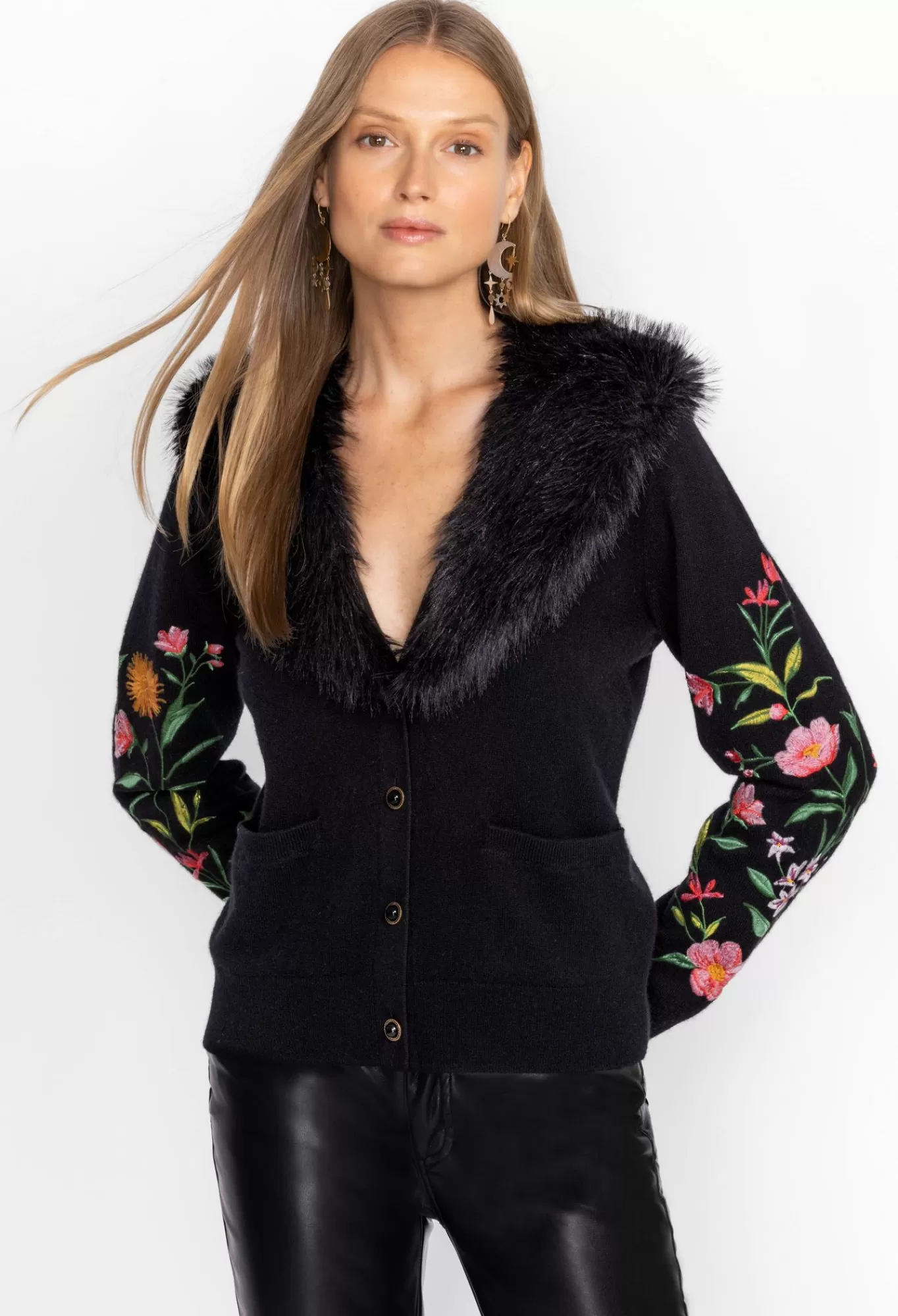 Discount Vista Faux Fur Collar Cardigan Women Outerwear