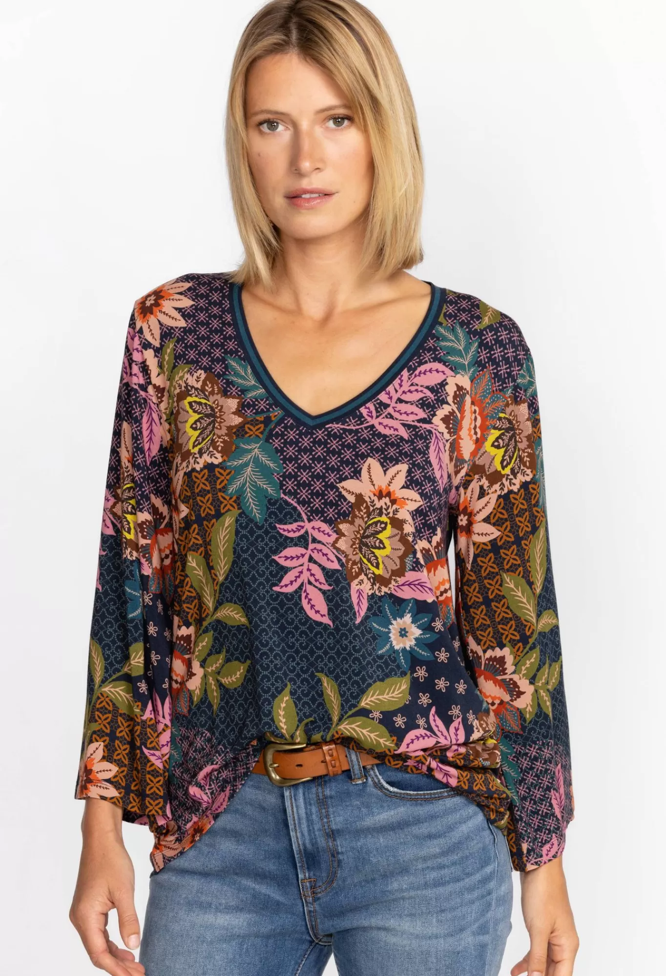 Online V-Neck Kimono Sleeve Tee Women Tops