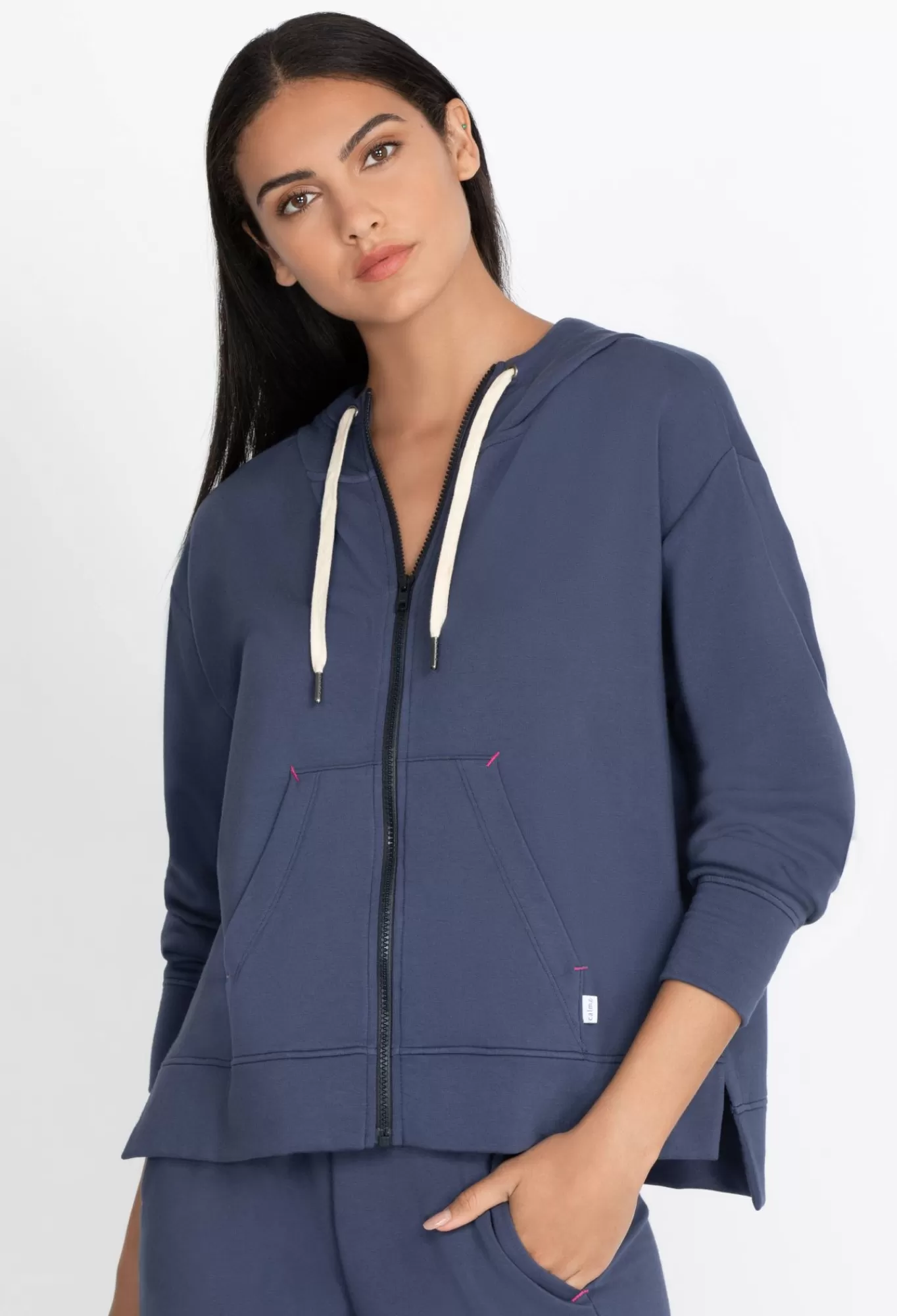 Shop Zip Hoodie Side Slits Women Outerwear